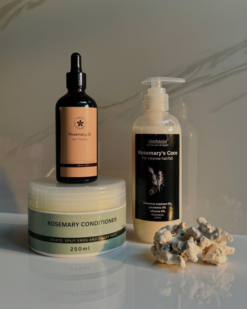 Rosemary therapy ; for treated & Frizzy hair ( Shampoo+oil+conditioner)